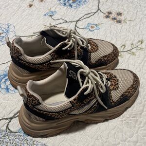 Steve Madden Tan and Black Leopard Sneakers